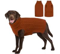AOFITEE Large Dog Jumper, Warm XXL Dog Christmas Jumpers with Harness Hole, Turtleneck Pet Christmas Sweater Jumper Knitwear for Fall Winter, Pet Knitted Sweater for Golden Retriever, BrickRed 2XL