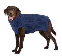 AOFITEE Large Dog Jumper, Warm XXL Dog Christmas Jumpers with Harness Hole, Turtleneck Pet Christmas Sweater Jumper Knitwear for Fall Winter, Pet Knitted Sweater for Golden Retriever, Blue 2XL