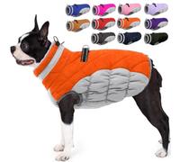 AOFITEE Small Dog Coat Winter Dog Jacket for Small Dogs Reflective Dog Coat | Turtleneck Warm Dog Jacket with Harness Built in, Waterproof Windproof Pet Fleece Vest Snow Jacket for Cold Weather, Orange S