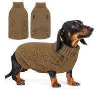 AOFITEE Small Dog Jumper, XS Dog Jumper Puppy Jumpers for Small Dogs Girl Boy, Warm Dogs Christmas Jumpers Turtleneck Pet Knitwear, Soft Dachshund Sweater Winter Clothes, Brown XS