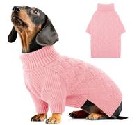 AOFITEE Small Dog Jumper, XS Jumpers for Dogs, Turtleneck Warm Dog Christmas Jumper, Pet Winter Sweater for Small Dogs Girl Boy, Thick Puppy Jumpers Female Male for Yorkie, Chihuahua (Pink XSmall)