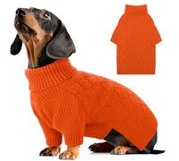 AOFITEE Small Dog Jumper, XS Jumpers for Dogs, Turtleneck Warm Dog Christmas Jumper, Pet Winter Sweater for Small Dogs Girl Boy, Thick Puppy Jumpers Female Male for Yorkie, Chihuahua (Orange XSmall)