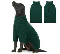 AOFITEE XL Dog Jumper, Turtleneck Dog Jumpers Large Size Dogs, Large Dogs Sweater for Female Male, Thick Warm Labrador Christmas Jumper Knitted Sweater Winter Fall Pet Sweatshirt (Green XLarge)