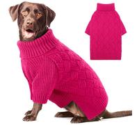 AOFITEE XL Dog Jumper, Turtleneck Dog Jumpers Large Size Dogs, Large Dogs Sweater for Female Male, Thick Warm Labrador Christmas Jumper Knitted Sweater Winter Fall Pet Sweatshirt (RoseRed XLarge)
