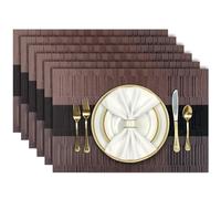 Aofmee Placemats, Heat Resistant Table Mats Set of 6, Washable PVC Place Mats for Table, Woven Vinyl Plastic Placemats for Kitchen Dining, Non-Slip Stain Resistant Outdoor Placemat, Easy to Clean