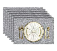 Aofmee Placemats, Heat Resistant Table Mats Set of 6, Washable PVC Place Mats for Table, Woven Vinyl Plastic Placemats for Kitchen Dining, Non-Slip Stain Resistant Outdoor Placemat, Easy to Clean
