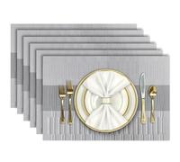 Aofmee Placemats, Heat Resistant Table Mats Set of 6, Washable PVC Place Mats for Table, Woven Vinyl Plastic Placemats for Kitchen Dining, Non-Slip Stain Resistant Outdoor Placemat, Easy to Clean