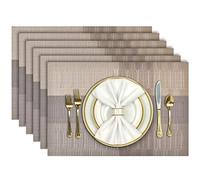 Aofmee Placemats, Heat Resistant Table Mats Set of 6, Washable PVC Place Mats for Table, Woven Vinyl Plastic Placemats for Kitchen Dining, Non-Slip Stain Resistant Outdoor Placemat, Easy to Clean