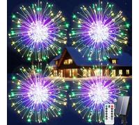 Aofonchy 4 PCS Solar Fireworks Garden Lights, 600 LED Hanging Dandelion Fairy String With 8 Modes, Waterproof Decorative Starburst for Patio Wedding Christmas
