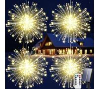 Aofonchy 4 PCS Solar Fireworks Lights Garden, 600 LED Hanging Firework Light with 8 Mode, Waterproof Dandelion Fairy String Light, Hanging Decorative Starburst Lights for Patio Wedding Christmas