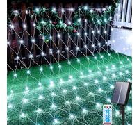 Aofonchy Solar Net Lights Outdoor, 3M*2M 192 LED Net Fairy Light with Remote, Weatherproof Fairy Mesh Lights, 8 Modes 9.8 * 6.6FT NetLights Solar for Christmas Garden Bushes Fence Party Decor