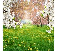 AOFOTO 10x10ft Spring Scenic Backdrop Sweet Flowers Photography Background Meadow Floral Blossoms Garden Florets Grassland Park Trees Kid Baby Portrait Photo Shoot Studio Props Video Wallpaper Drape