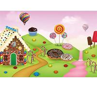 AOFOTO 5x3ft Fantastic Candy Land Landscape Background Doughnut Cartoon Dessert House Photography Backdrop Birthday Party Decoration Banner Cookie Photo Studio Props Kid Baby Girl Vinyl Wallpaper