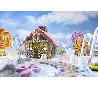 AOFOTO 5x3ft Gingerbread House Backdrop Candy Cane Lollipop Sugar Lolly Photography Background Christmas Party Decoration Kid Birthday Banner Photo Shoot Studio Props Baby Child Girl Vinyl Wallpaper