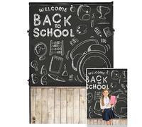 AOFOTO 5x7ft Back to School Blackboard Photography Studio Background Chalkboard First Day Chalk Drawing Backdrops Wood Plank Student Boy Girl Kid Portrait Classroom Decor Photoshoot Props Video Drape