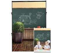 AOFOTO 5x7ft Classroom Chalkboard Background Blackboard Online Teaching Backdrop Back to School Wooden Plank Floor Kids Student Teacher Child Portrait Kindergarten School Photoshoot Studio Props Vinyl
