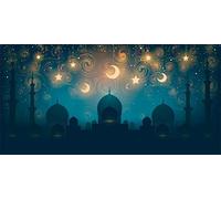AOFOTO 6x3ft Islam Mosque Silhouette Moon Star Night Backdrop for Photography Religion Culture Islamic Traditional Ramadan Kareem Celebration Culture Holiday Decoration Wallpaper Photo Booth Props
