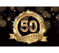 AOFOTO 6x4ft Happy 50th Anniversary Backdrop Gold Glitter Halo Dots Fift ieth Anniversaries Celebration Decor Golden Wedding Background for Photography Vinyl Photo Studio Props
