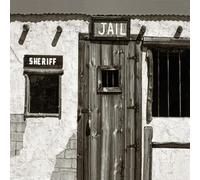 AOFOTO 6x6ft Gloomy Sheriff Window Jail Backdrop for Photography Old West Town Jail Wooden Door Drak Sheriff's Office Background Western Themed Halloween Party Photo Studio Props Vinyl