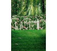 AOFOTO 6x8ft Country Lawn Wedding Photography Backdrop Romantic Backyard Garden Rose Flowers Fence Grassland Background Girl Adult Bridal Portrait Photo Studio Props Anniversary Party Decoration Vinyl