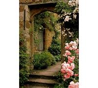 AOFOTO 6x8ft Vintage Garden Flowers Backdrop Blossoms Photography Background Medieval Castle Shabby Brick House Girl Adult Artistic Portrait Travel Photo Shoot Studio Props Video Drop Wallpaper Drape