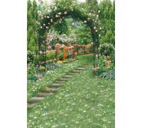 AOFOTO 6x8ft Wedding Arch Flower Photography Backdrop Romantic Garden Footpath Beautiful Spring Pergola Background Lovers Bride Girlfriend Artistic Portrait Photo Studio Props Vinyl Wallpaper Drape
