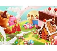 AOFOTO 7x5ft Fantasy Candy Land Landscape Background Cartoon Ice Cream Dessert Lollipop Photography Backdrop Cake House Birthday Party Decoration Banner Photo Studio Props Kid Girl Vinyl Wallpaper