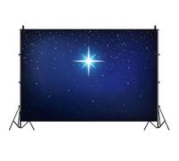 AOFOTO 7x5ft Holy Christmas Blue Starry Night Sky Backdrop Nativity Scene Bright Star of Bethlehem Jesus Birth Background for Photography Religious Christian Church Decoration Banner Photo Props