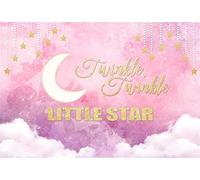 AOFOTO 7x5ft Twinkle Twinkle Little Star Background Sweet Crescent Moon Clouds Birthday Party Decoration Photography Backdrop Newborn Banner Photo Studio Props Infant Baby Girl Kid Portrait Wallpaper