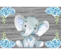 AOFOTO 8 x 6 ft Cute Baby Elephant Backdrop Boy Baby Shower Party Decoration Photography Background Sweet Watercolour Flower Cartoon Animal Photo Studio Props Newborn Infant Kid Child Birthday Banner