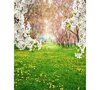 AOFOTO 8x10ft Spring Scenic Backdrop Sweet Flowers Photography Background Meadow Floral Blossoms Garden Florets Grassland Park Trees Kid Baby Portrait Photo Shoot Studio Props Video Wallpaper Drape