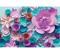 AOFOTO 8x6ft Handmade 3D Paper Flower Backdrop Birthday Party Decoration Photography Background Baby Shower Kid Girl Woman Artistic Portrait Activity Banner Photo Shoot Studio Props Vinyl Wallpaper
