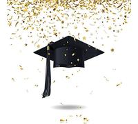 AOFOTO 8x8ft Golden Confetti Graduation Caps Backdrop Class of 2019 Senior Graduates Photoshoot Background School Prom Ball Party Decoration Grads Graduation Ceremonry Photo Studio Props Vinyl