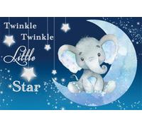 AOFOTO Twinkle Twinkle Little Star Backdrop Blue 6x4ft Baby Elephant Sitting on The Moon Dreamy Baby Shower Photo Booth Kids Newborn Birthday Party Photography Background Photo Studio Props Vinyl