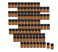 AOFOX 100 Pack Mini Amber Essential Oil Bottles, Small Empty Sample Glass Jars with Orifice Reducers and Caps for Oil Blends, Perfumes, Lab Chemicals (2 ml)