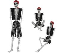 AOFOX 165cm Halloween Life Size Skeleton Full Body Human Bones with Movable Joints for Party Prop Scary Graveyard Haunted House Lawn Yard Decor (Pirate)