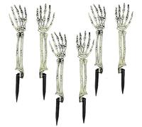 AOFOX Halloween Realistic Skeleton Stakes Zombie Ghost Arm Stake Severed Plastic Skeleton Hands Yard Signs for Halloween Props Decorations (3 Pairs)