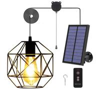 Aofuery Solar Pendant Lights Outdoor, Shed Light Solar Powered Gazebo Lights Outdoor Chandelier Hanging Lights,Solar Lights Indoor with Pull Cord for Home Chicken Coop Barn Garage Storage