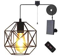 Aofuery Solar Pendant Lights Outdoor, Shed Light Solar Powered Gazebo Lights Outdoor Chandelier Hanging Lights,Solar Lights Indoor with Pull Cord for Home Chicken Coop Barn Garage Storage