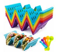 Aofure Taco Holders Set of 12, Taco Bar Serving Set for a Party, Large Taco Trays, Taco Holder Stand for Hard or Soft Taco, Taco Plate, Taco Tuesday Night, Taco Rack