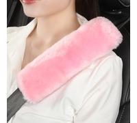AOGELAN 2 Pack Fluffy Fuzzy Genuine Sheepskin Car Seat Belt Cover Pad Pink