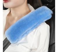 AOGELAN Fluffy Fuzzy Genuine Sheepskin Car Seat Belt Covers for Soft Auto Lambswool Seatbelt Pads, Shoulder Strap Cushion Adults Kids (2, Blue)