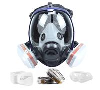 Aoglenic Full Face Respirator Mask with Filters, Silicone Reusable Anti-Fog Anti-Gas Gas Mask Against Vapours & Particles, Large Paint Facepiece Work Protection Respirator for Painting Grinding Dust