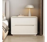 Aogley Modern Wood Bedside Table, Double-drawer Storage Design, Floor-standing Cabinet Legs, Silent Drawer Slides, and Rounded Corners, Suitable for Bedrooms(White,40 * 40 * 50cm/16 * 16 * 20in)