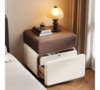 Aogley Wood Night Stand with Drawers Modern, Leather Upholstery, Integrated Cabinet Legs, Concealed Three-drawer Storage, Fingerprint Lock, Suitable for Bedroom use(A,35 * 40 * 50cm/14 * 16 * 20in)