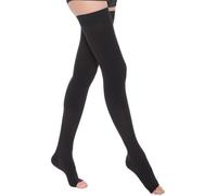 AOGOE Medical Open Toe Thigh High Compression Socks for Women & Men, 23-32 mmHg Open Toe Support Stockings with Anti-Slip Silicone Band, Graduated Compression Socks for Varicose Veins, Edema, Flight