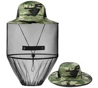 AOGOE Mosquito Head Net Hat With Removable Netting - Bee Keeper Anti-Mosquito Fishing Cover for Camping, Hiking and Outdoor Activities