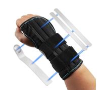 AOGOE Wrist Support Brace with 3 Metal Splint, Wrist Support Splint Arm Stabilizer for Men Women, Carpal Tunnel Wrist Support, Left or Right Hand Support and Tendonitis Arthritis Pain Relief, Right-L