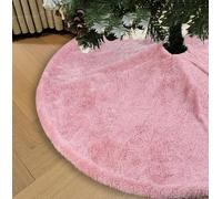 AOGU 48 Inch Faux Fur Christmas Tree Skirt Pink Shiny Plush Skirt for Merry Christmas Party Christmas Tree Decoration