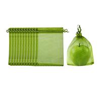 Aoguaro 50 pcs Small Fruit Protection Bags for Fruit Trees, Multiple Sizes Fruits Insect Netting Bird Squirrel Net Bag Green Drawstrings Bag, for Farm Garden Plant Grapes Apples Strawberries
